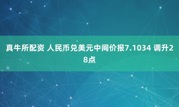 真牛所配资 人民币兑美元中间价报7.1034 调升28点